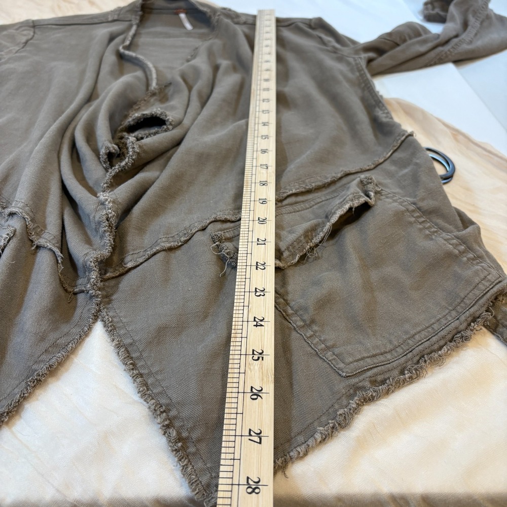 Free People Womens Olive Green Long Sleeve Open Front Jacket Size S - Picture 7 of 8
